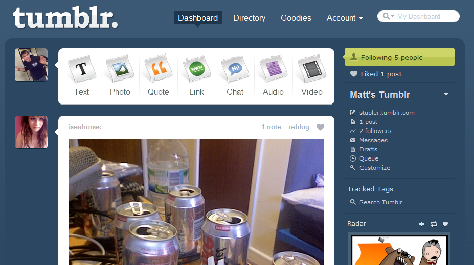 Tumblr Dashboard